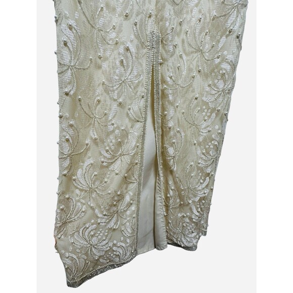 Vintage Beaded Sequins Lace Glam Sheath Wedding Bride Cocktail Dress Sz Small - Picture 9 of 16